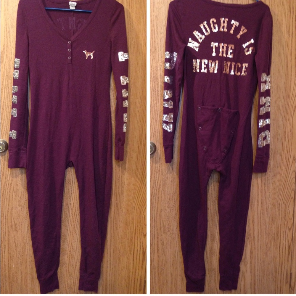 Rare VS Pink Bling Sequin Holiday Onsie Naughty - Picture 7 of 16